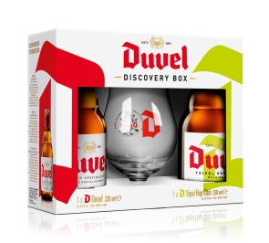 מארז זוג בירות דובל וכוס מעוצבת